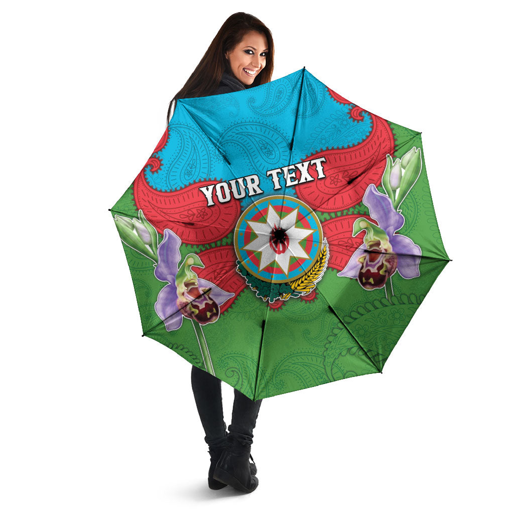 Personalized Azerbaijan Umbrella Khari Bulbul Buta Pattern Emblem Flame