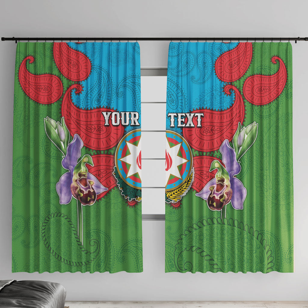 Personalized Azerbaijan Window Curtain Khari Bulbul Buta Pattern Emblem Flame