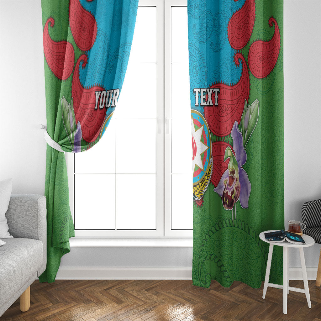 Personalized Azerbaijan Window Curtain Khari Bulbul Buta Pattern Emblem Flame