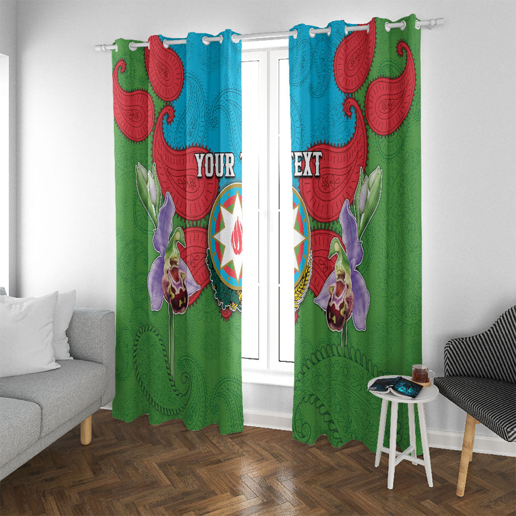 Personalized Azerbaijan Window Curtain Khari Bulbul Buta Pattern Emblem Flame