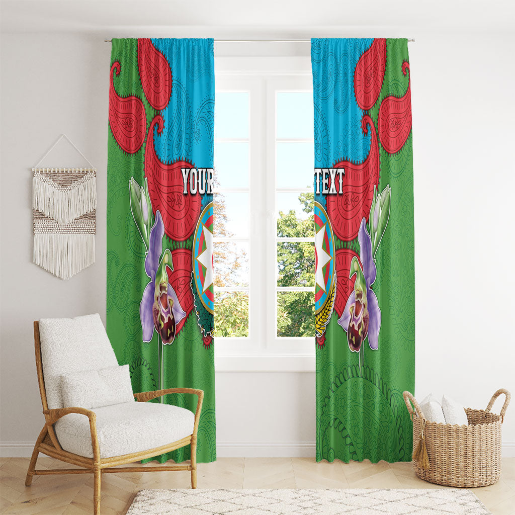 Personalized Azerbaijan Window Curtain Khari Bulbul Buta Pattern Emblem Flame