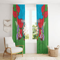 Personalized Azerbaijan Window Curtain Khari Bulbul Buta Pattern Emblem Flame