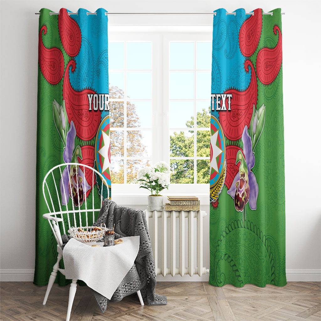 Personalized Azerbaijan Window Curtain Khari Bulbul Buta Pattern Emblem Flame
