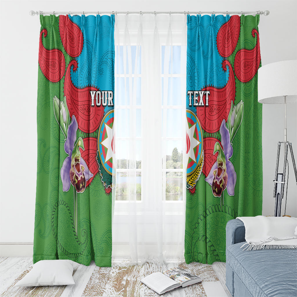 Personalized Azerbaijan Window Curtain Khari Bulbul Buta Pattern Emblem Flame