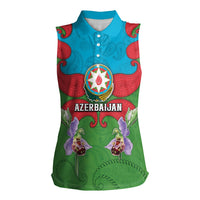 Personalized Azerbaijan Women Sleeveless Polo Shirt Khari Bulbul Buta Pattern Emblem Flame
