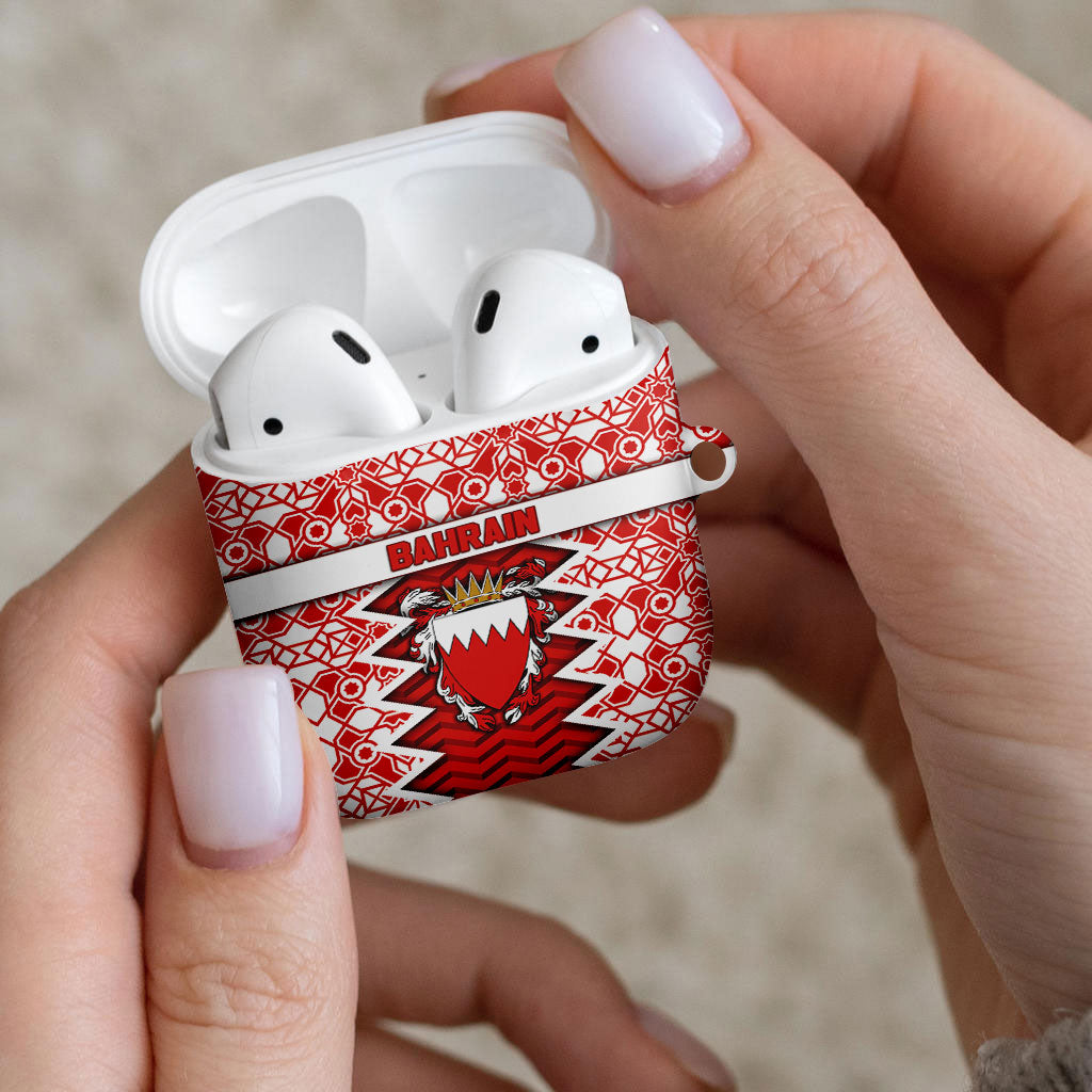 Bahrain AirPods Case Royal Coat Of Arms And Map Islamic Pattern