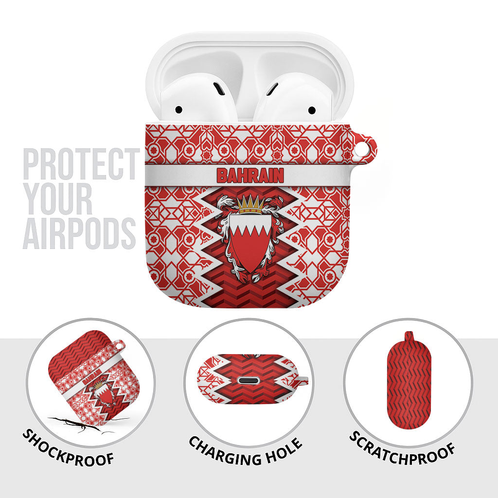Bahrain AirPods Case Royal Coat Of Arms And Map Islamic Pattern
