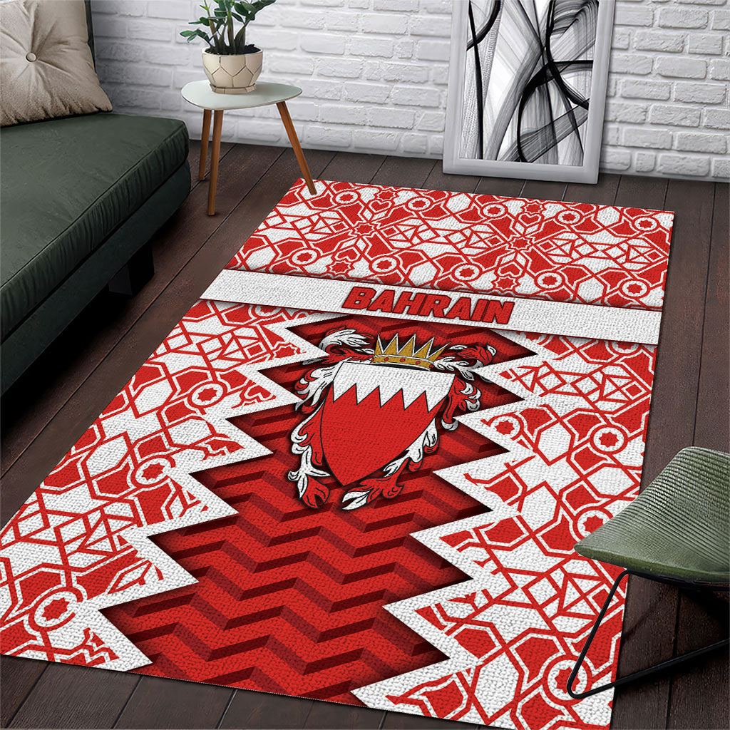 Bahrain Area Rug Royal Coat Of Arms And Map Islamic Pattern
