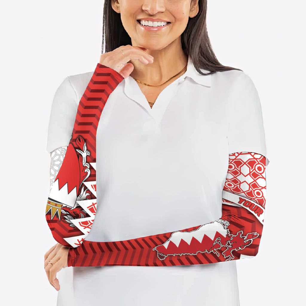 Personalized Bahrain Arm Sleeves Royal Coat Of Arms And Map Islamic Pattern