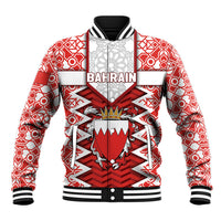 Personalized Bahrain Baseball Jacket Royal Coat Of Arms And Map Islamic Pattern