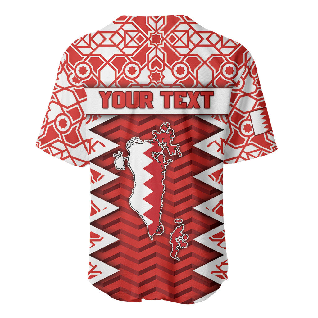 Personalized Bahrain Baseball Jersey Royal Coat Of Arms And Map Islamic Pattern