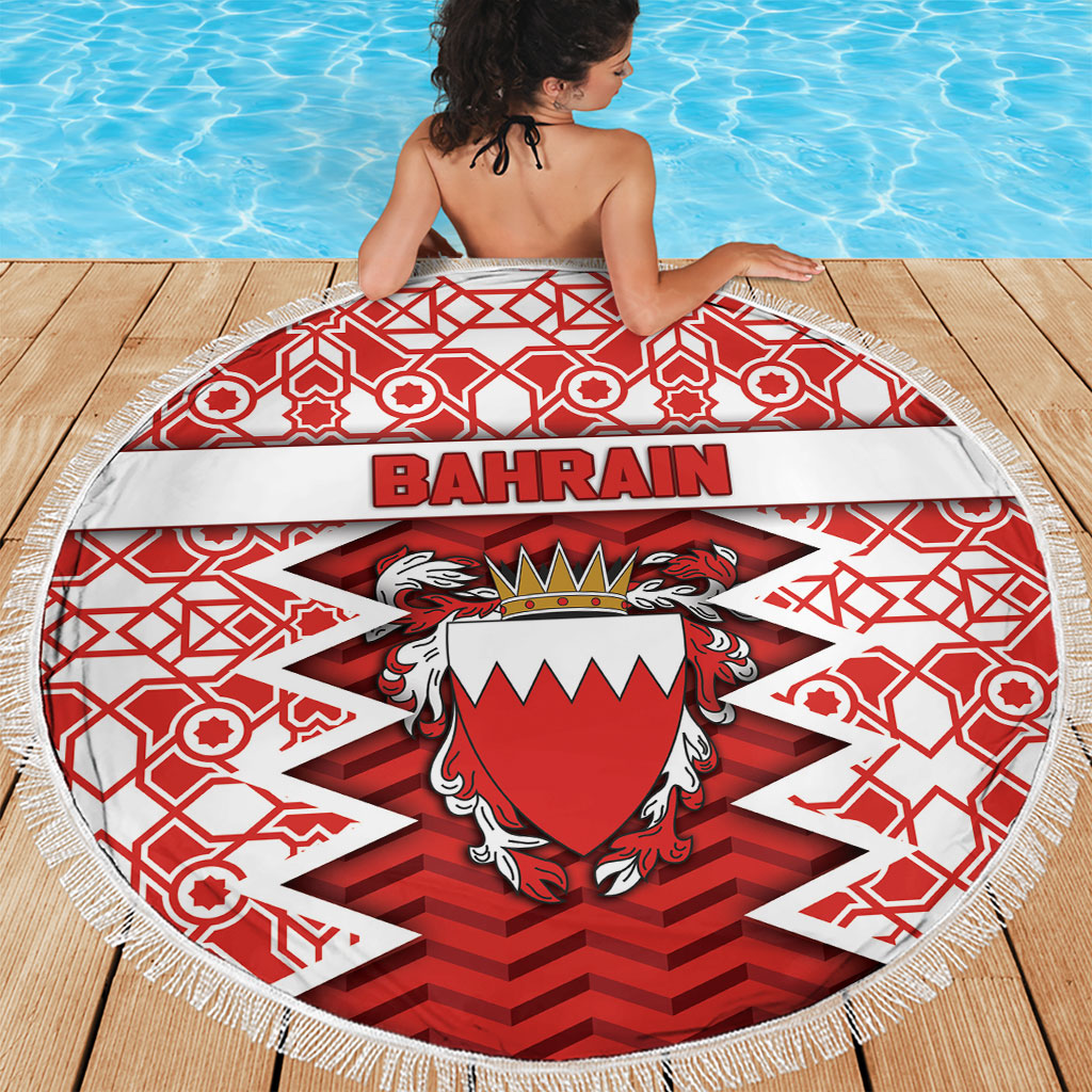Bahrain Beach Blanket Royal Coat Of Arms And Map Islamic Pattern