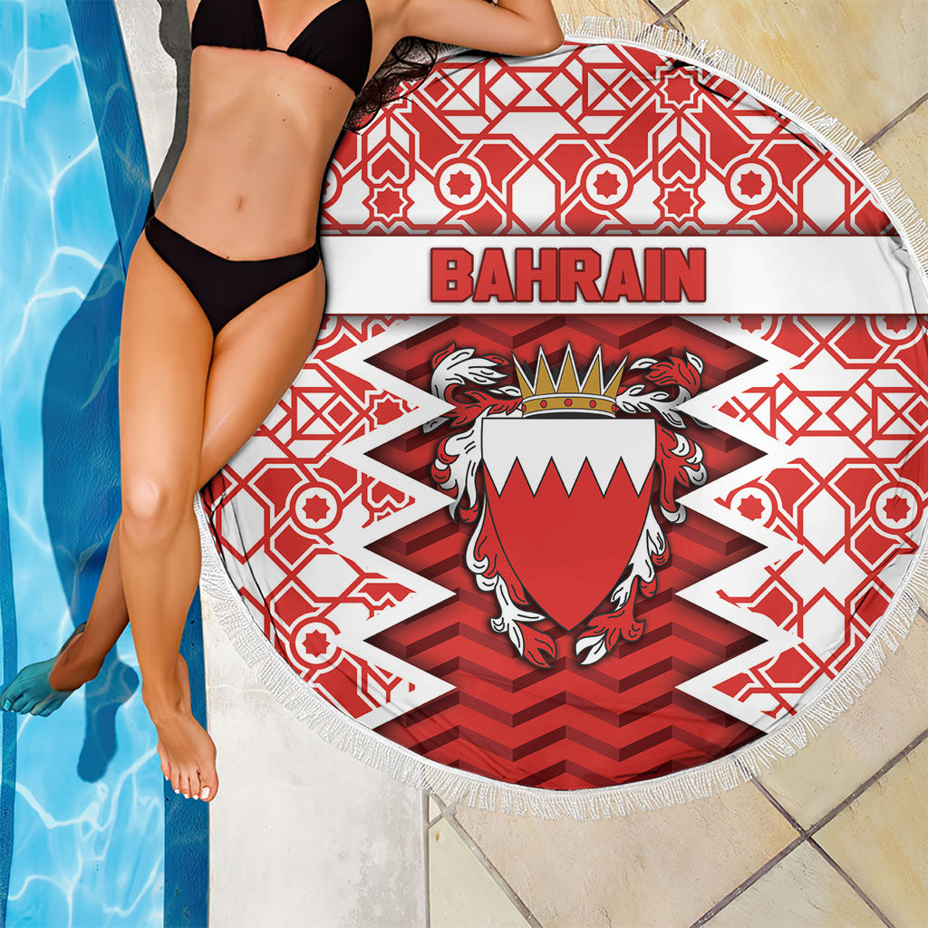 Bahrain Beach Blanket Royal Coat Of Arms And Map Islamic Pattern