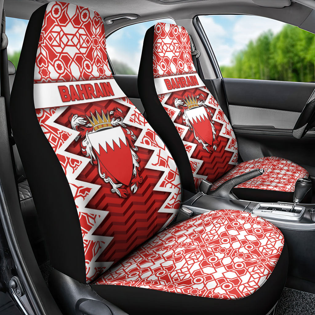 Bahrain Car Seat Cover Royal Coat Of Arms And Map Islamic Pattern