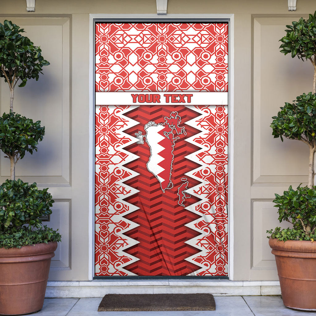 Personalized Bahrain Door Cover Royal Coat Of Arms And Map Islamic Pattern