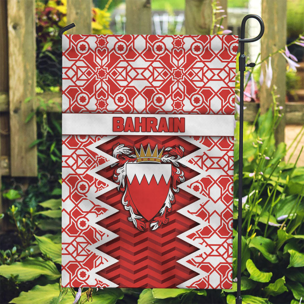 Bahrain Garden Flag Royal Coat Of Arms And Map Islamic Pattern