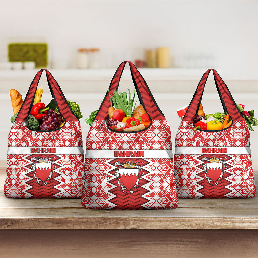 Bahrain Grocery Bag Royal Coat Of Arms And Map Islamic Pattern