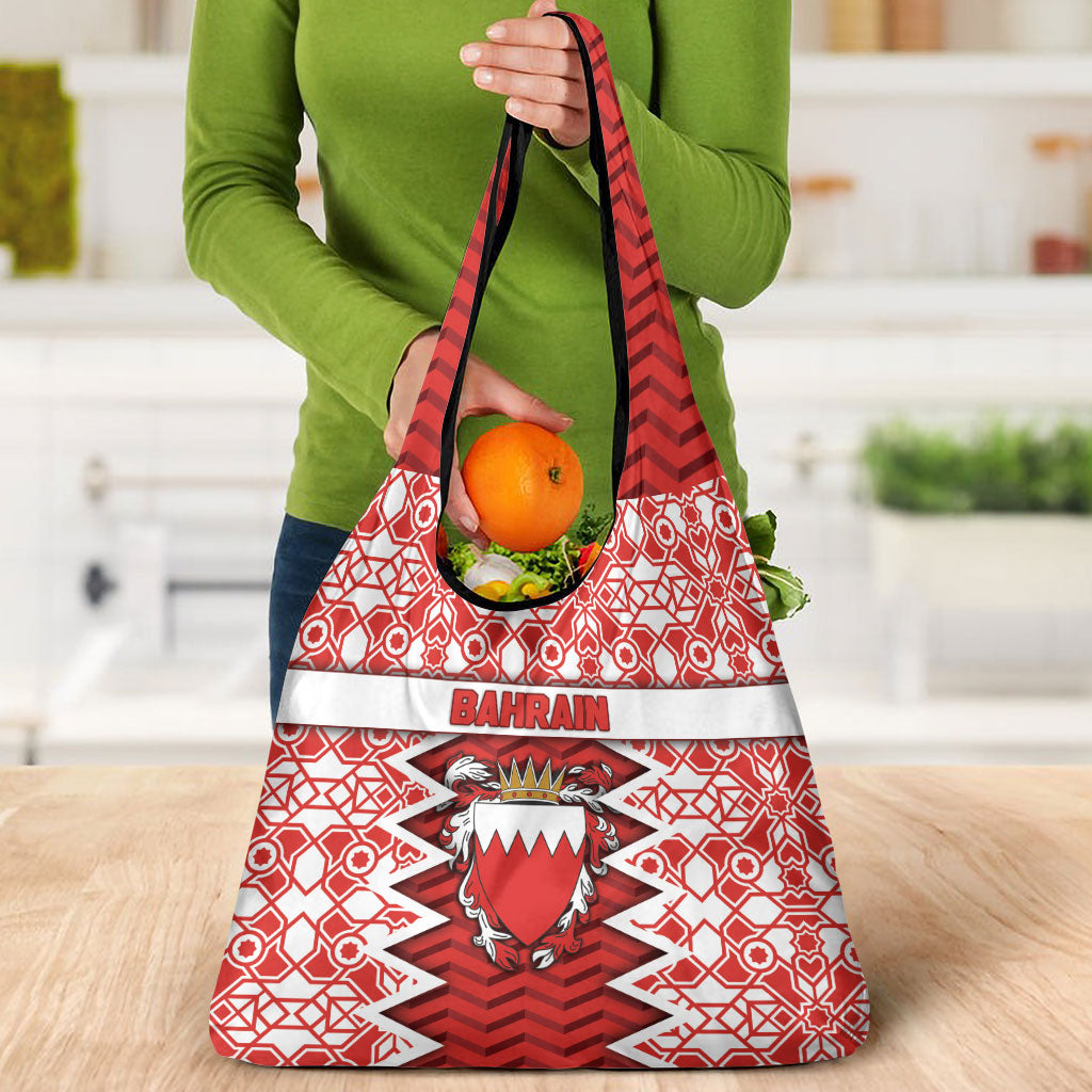 Bahrain Grocery Bag Royal Coat Of Arms And Map Islamic Pattern