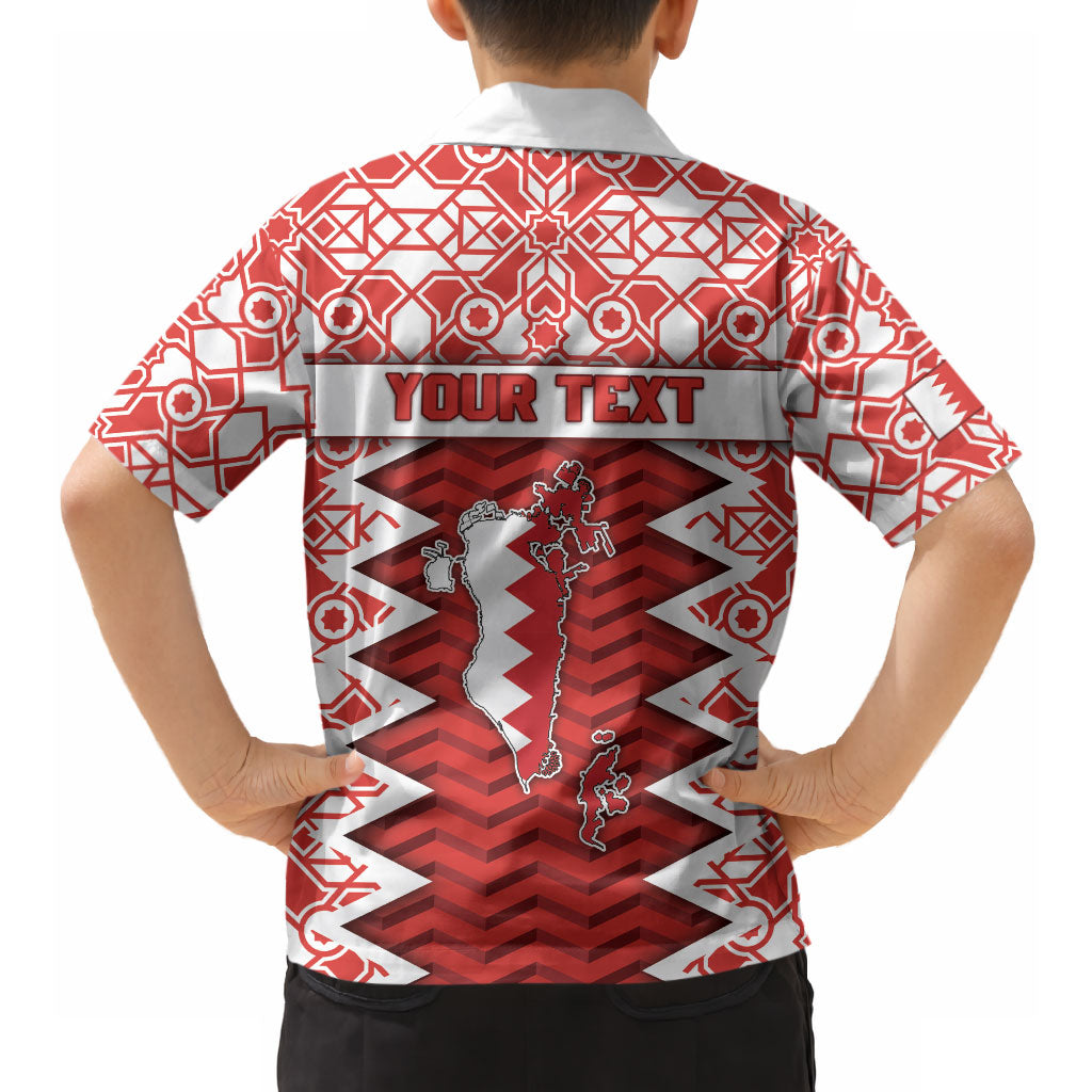 Personalized Bahrain Hawaiian Shirt Royal Coat Of Arms And Map Islamic Pattern