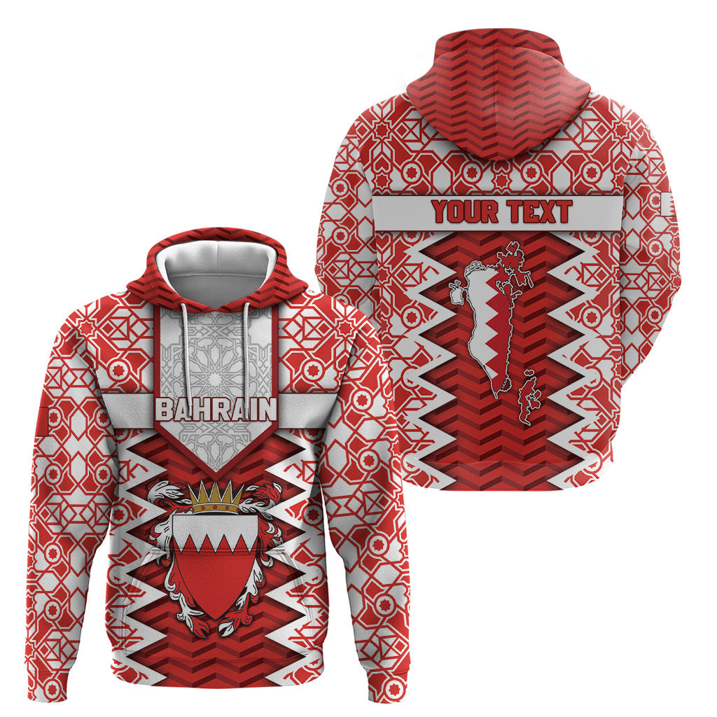 Personalized Bahrain Hoodie Royal Coat Of Arms And Map Islamic Pattern