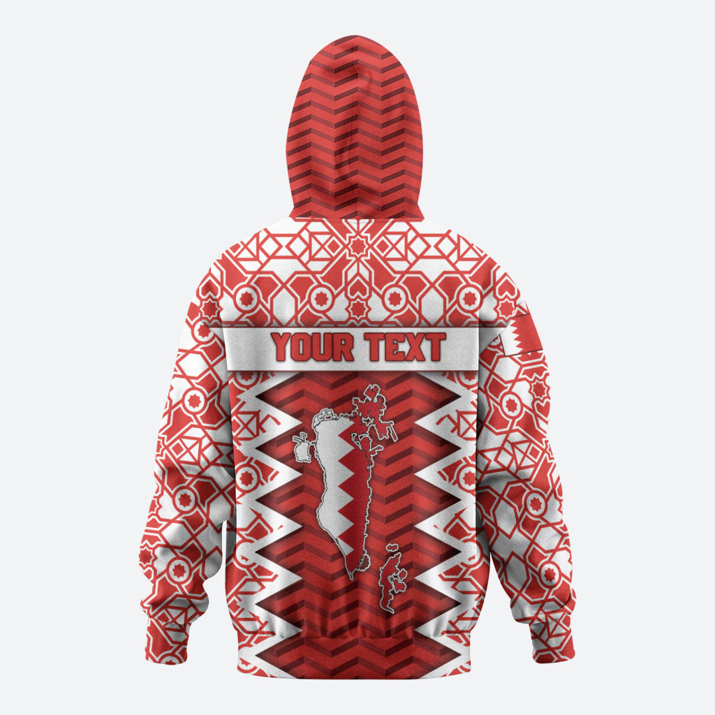 Personalized Bahrain Hoodie Royal Coat Of Arms And Map Islamic Pattern