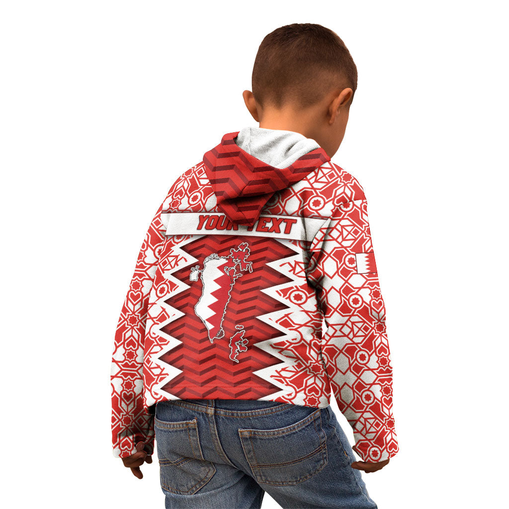 Personalized Bahrain Kid Hoodie Royal Coat Of Arms And Map Islamic Pattern
