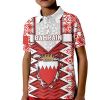 Personalized Bahrain Kid Polo Shirt Royal Coat Of Arms And Map Islamic Pattern