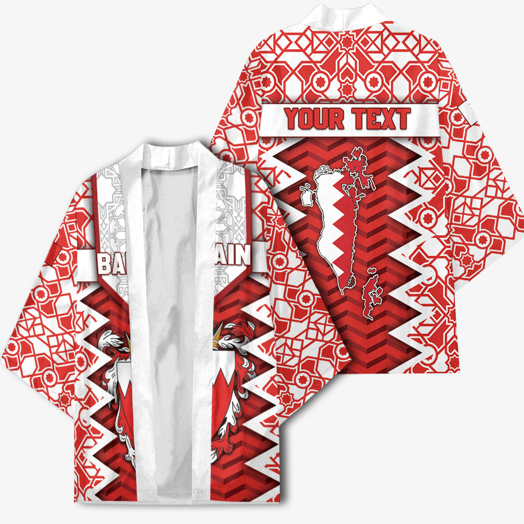 Personalized Bahrain Kimono Royal Coat Of Arms And Map Islamic Pattern