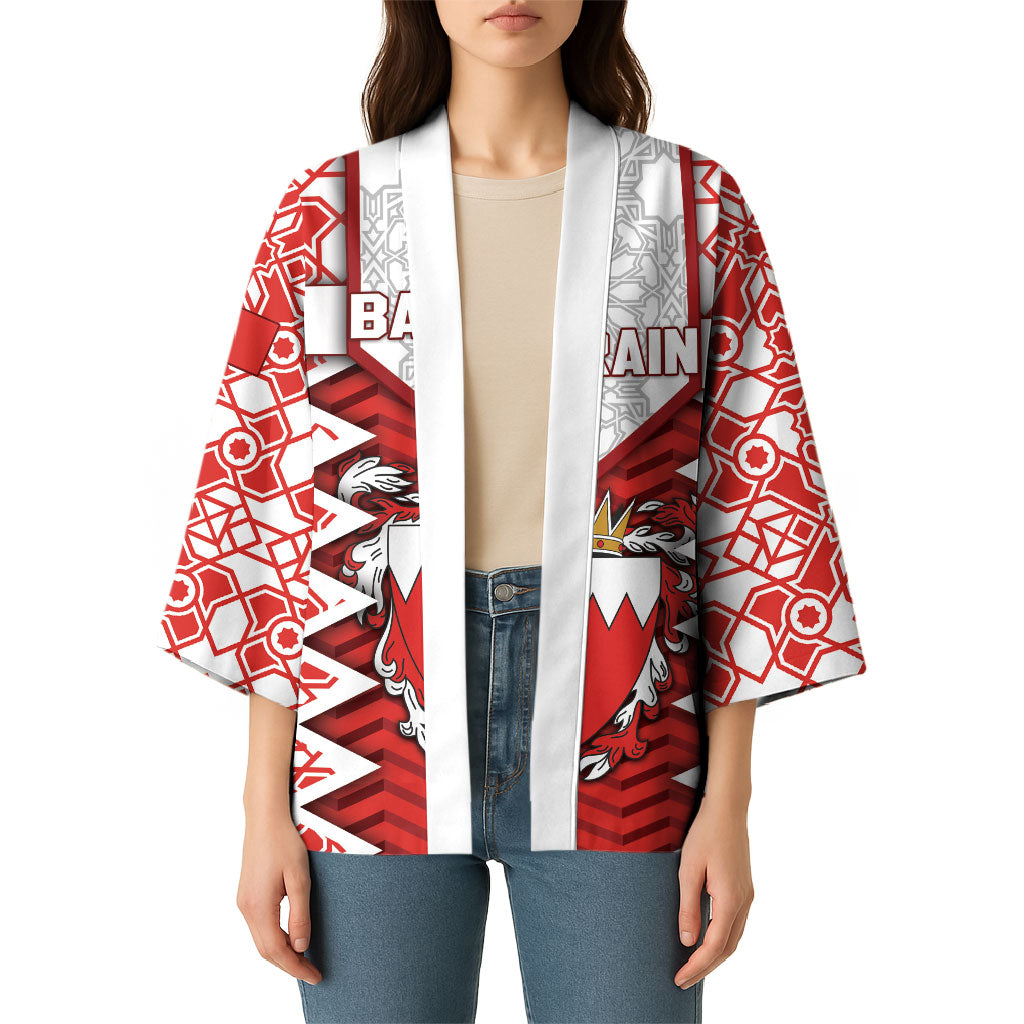 Personalized Bahrain Kimono Royal Coat Of Arms And Map Islamic Pattern