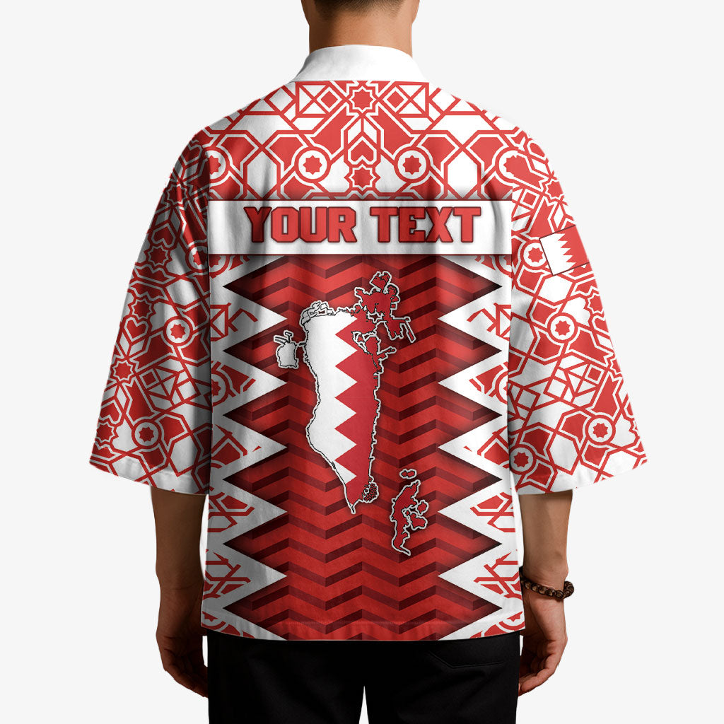 Personalized Bahrain Kimono Royal Coat Of Arms And Map Islamic Pattern