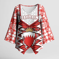Personalized Bahrain Kimono Sleeve Blouse Royal Coat Of Arms And Map Islamic Pattern