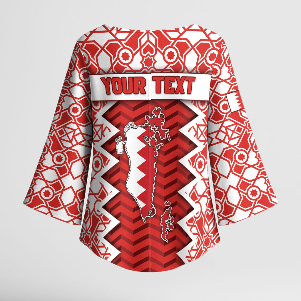 Personalized Bahrain Kimono Sleeve Blouse Royal Coat Of Arms And Map Islamic Pattern