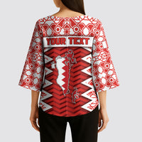 Personalized Bahrain Kimono Sleeve Blouse Royal Coat Of Arms And Map Islamic Pattern