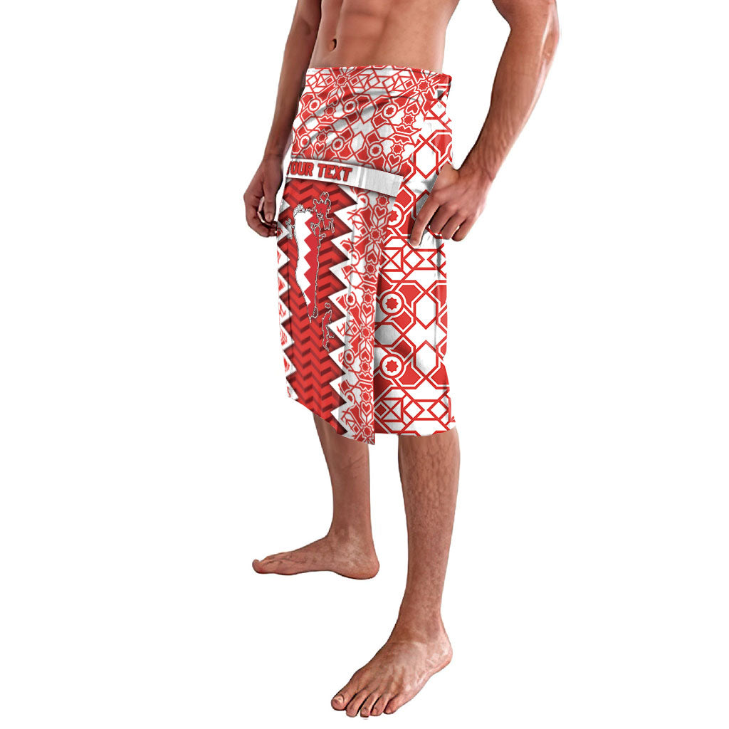 Personalized Bahrain Lavalava Royal Coat Of Arms And Map Islamic Pattern