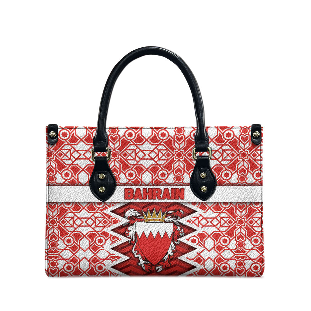 Bahrain Leather Bag Royal Coat Of Arms And Map Islamic Pattern