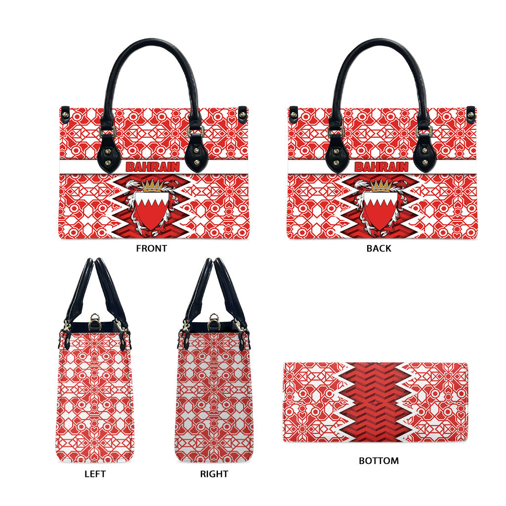 Bahrain Leather Bag Royal Coat Of Arms And Map Islamic Pattern