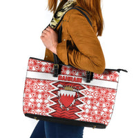 Bahrain Leather Tote Bag Royal Coat Of Arms And Map Islamic Pattern