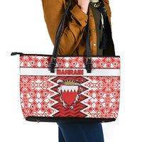 Bahrain Leather Tote Bag Royal Coat Of Arms And Map Islamic Pattern
