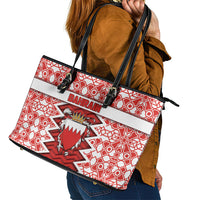 Bahrain Leather Tote Bag Royal Coat Of Arms And Map Islamic Pattern