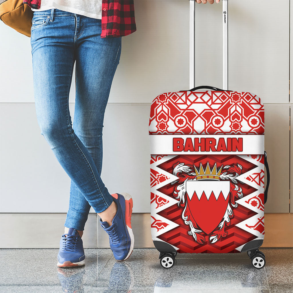 Bahrain Luggage Cover Royal Coat Of Arms And Map Islamic Pattern