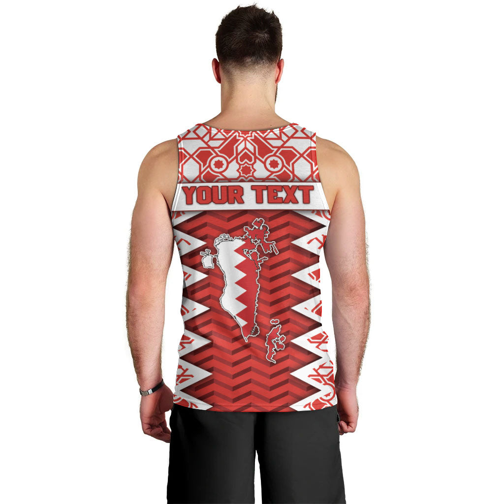 Personalized Bahrain Men Tank Top Royal Coat Of Arms And Map Islamic Pattern