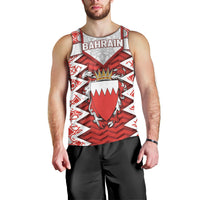 Personalized Bahrain Men Tank Top Royal Coat Of Arms And Map Islamic Pattern