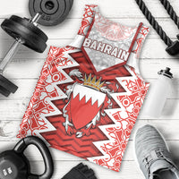 Personalized Bahrain Men Tank Top Royal Coat Of Arms And Map Islamic Pattern