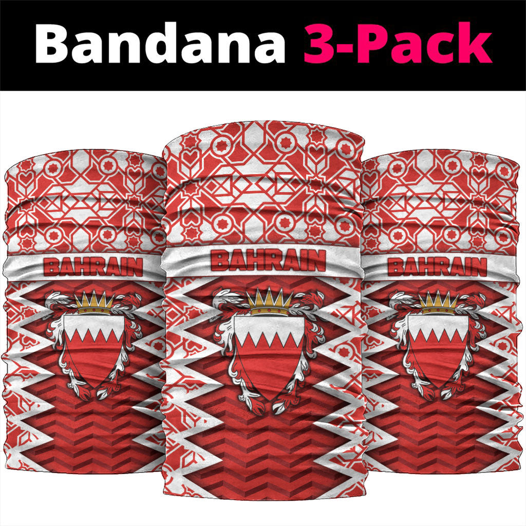 Bahrain Neck Gaiter Royal Coat Of Arms And Map Islamic Pattern