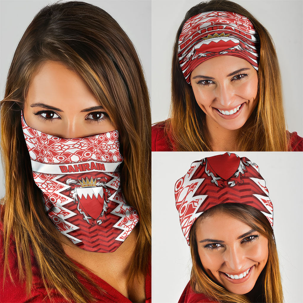Bahrain Neck Gaiter Royal Coat Of Arms And Map Islamic Pattern