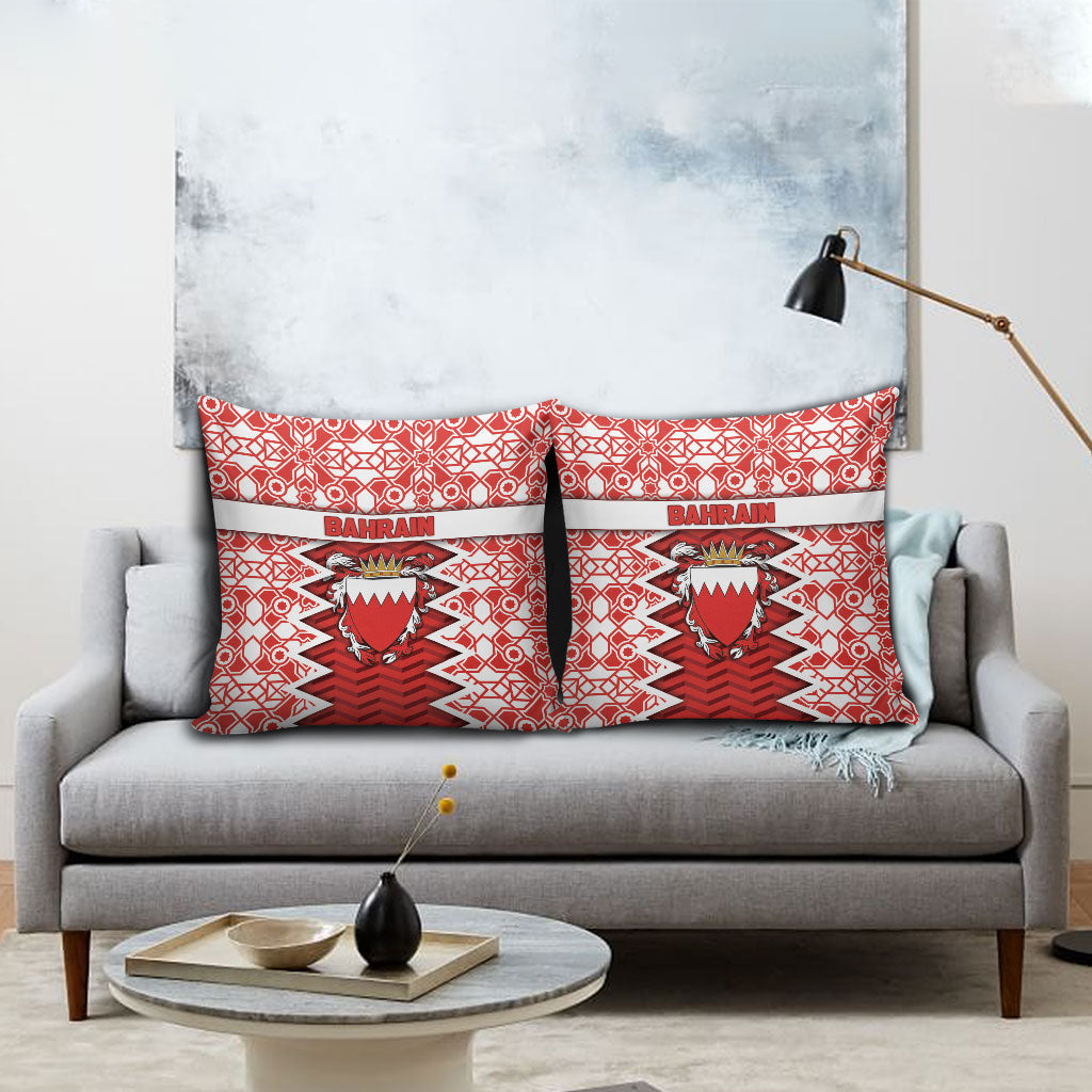 Bahrain Pillow Cover Royal Coat Of Arms And Map Islamic Pattern