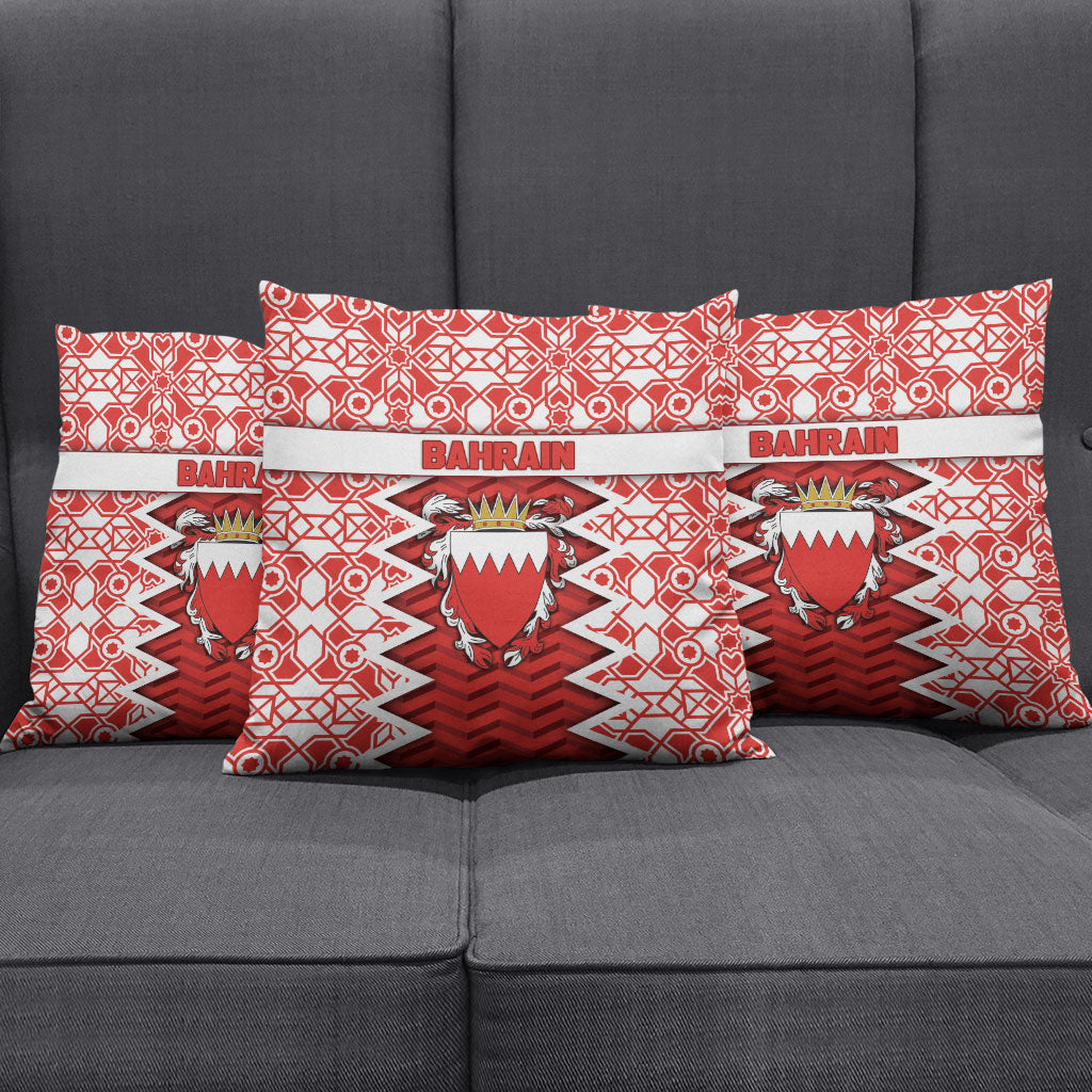 Bahrain Pillow Cover Royal Coat Of Arms And Map Islamic Pattern