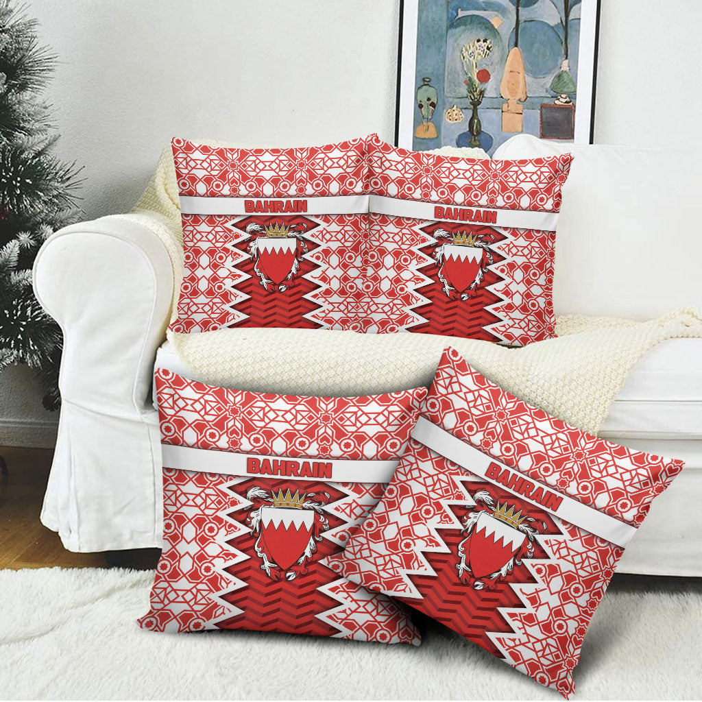 Bahrain Pillow Cover Royal Coat Of Arms And Map Islamic Pattern