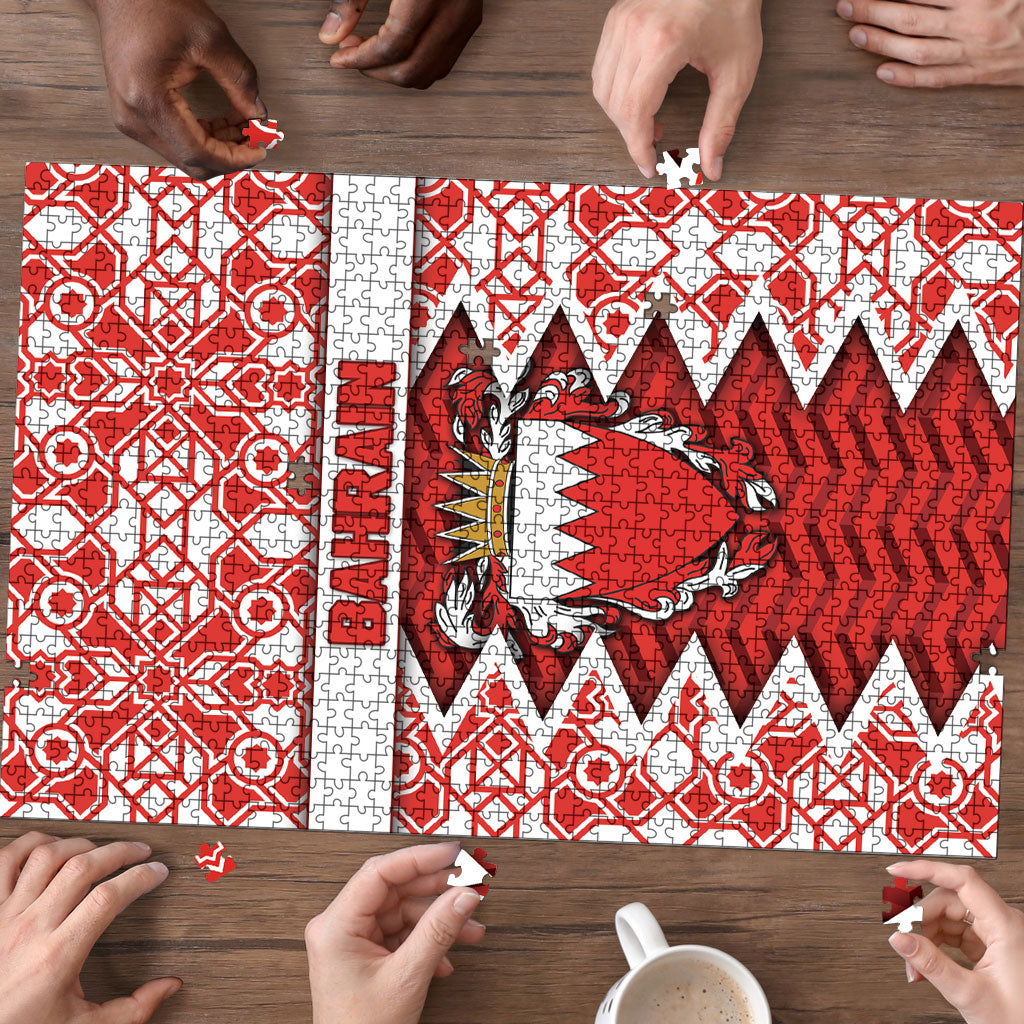 Bahrain Puzzle Royal Coat Of Arms And Map Islamic Pattern