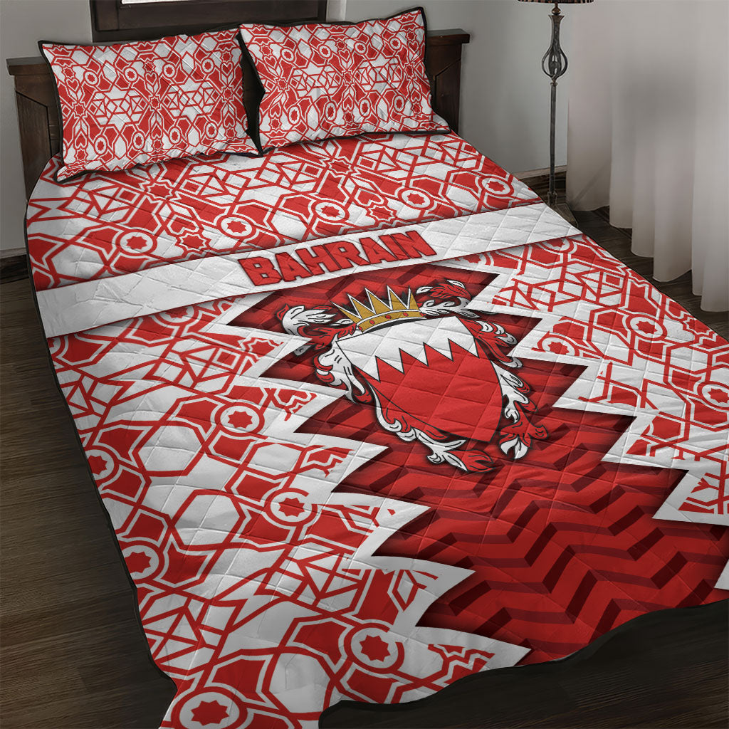 Bahrain Quilt Bed Set Royal Coat Of Arms And Map Islamic Pattern
